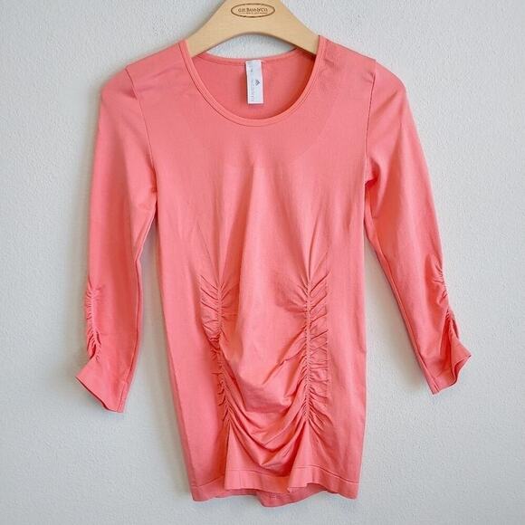 Adidas by Stella McCartney Seamless Long Sleeve Tee in Poppy Pink Sz XS - Picture 1 of 11